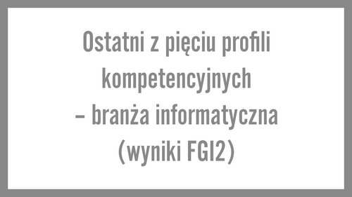 Ostatni z pięciu profili kompetencyjnych – branża informatyczna (wyniki FGI2)
