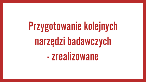 Przygotowanie kolejnych narzędzi badawczych - zrealizowane